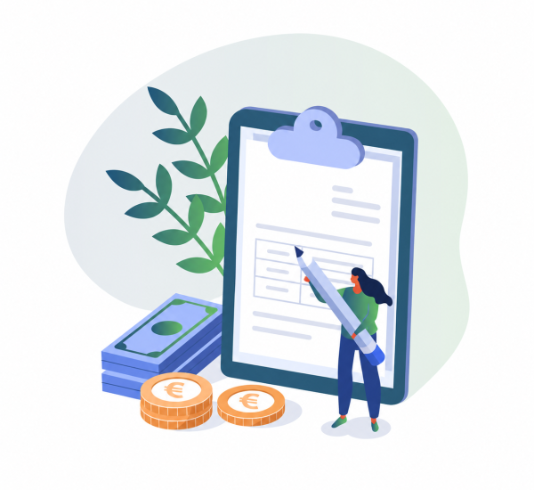 Financiële planning met clipboard en euro’s